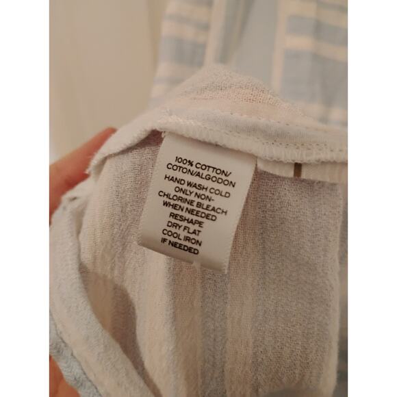 Blue White Striped Sleeveless Blouse Tank Top Cotton Ann Taylor Loft Size Small - Picture 4 of 5